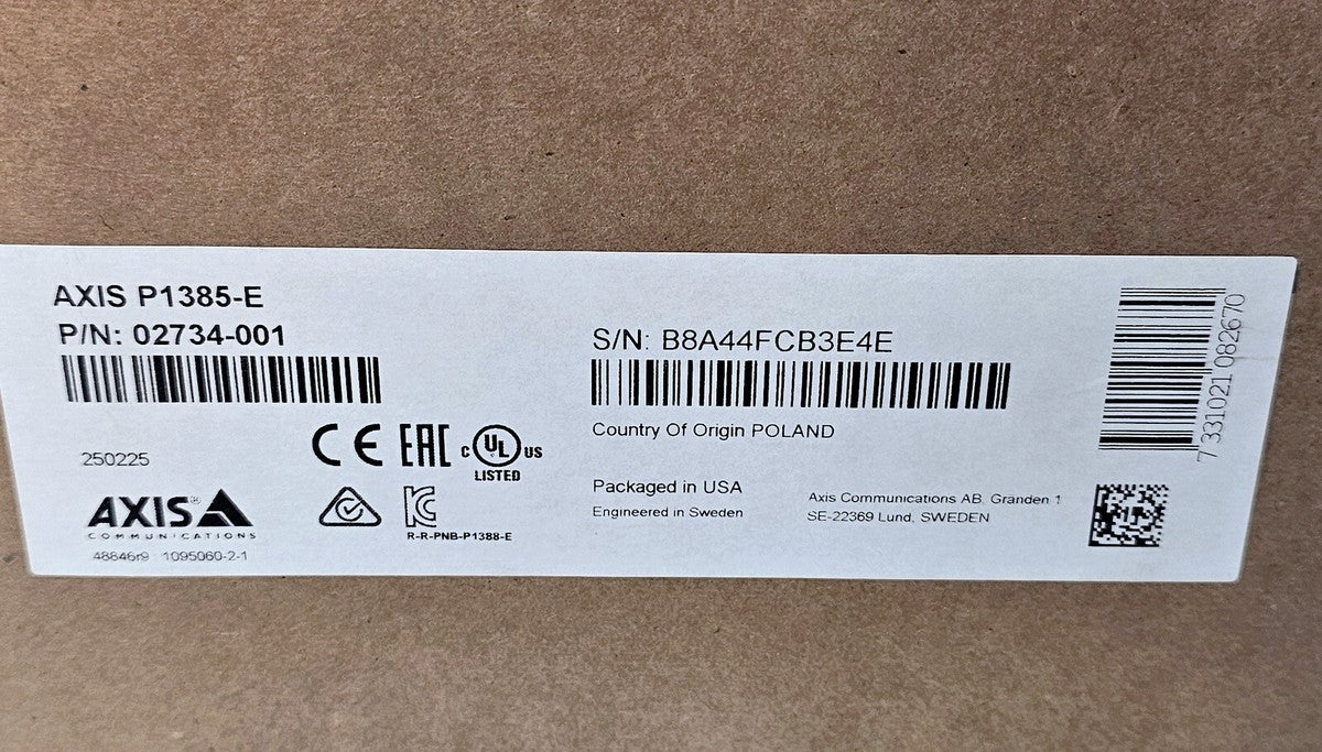 AXIS 02734-001 ~ P1385-E ~ Outdoor Full HD Network Camera 2MP Color ~ NEW In Box