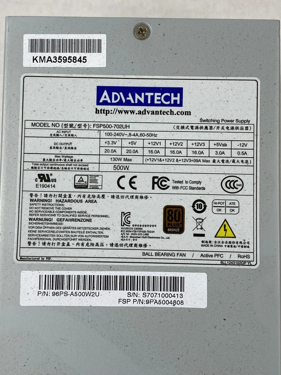 Advantech FSP500-702UH 80 Plus Bronze 500W Switching Power Supply