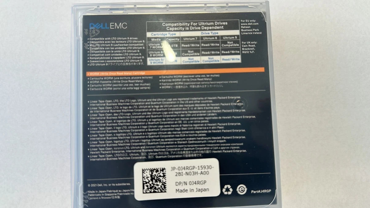 Dell/EMC 0J4RGP LTO 9 Ultrium 9 data cartridge 18TB/45TB WORM Write Once Read Ma|225817724052
