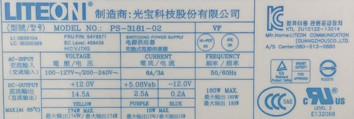 Lenovo ThinkCentre M79 Desktop PS-3181-02 180W Switching Power Supply- 54Y8871|324361085658