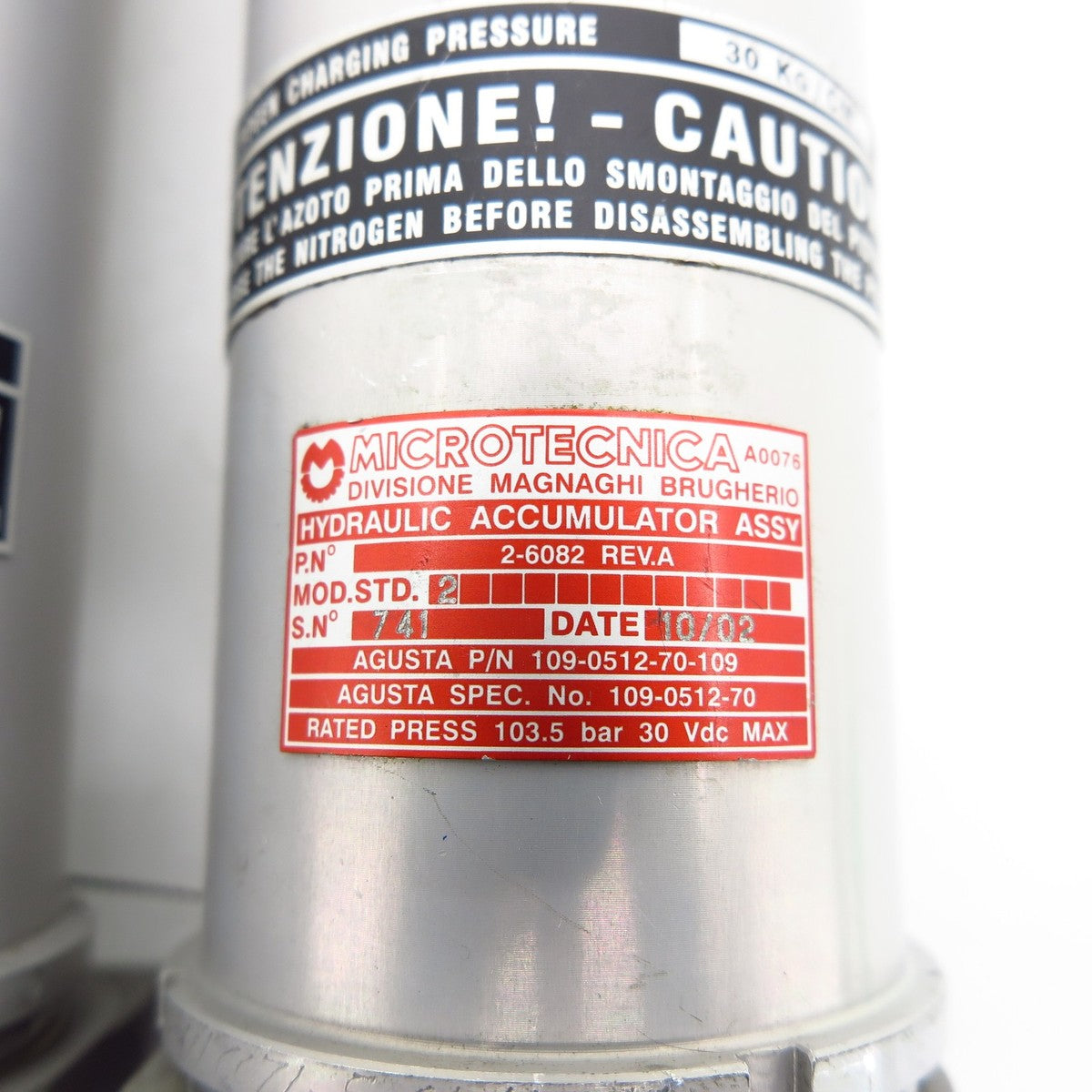 Accumulator Group Utility Hydraulic Agusta A109 AII 109-0512-70-109 #AR