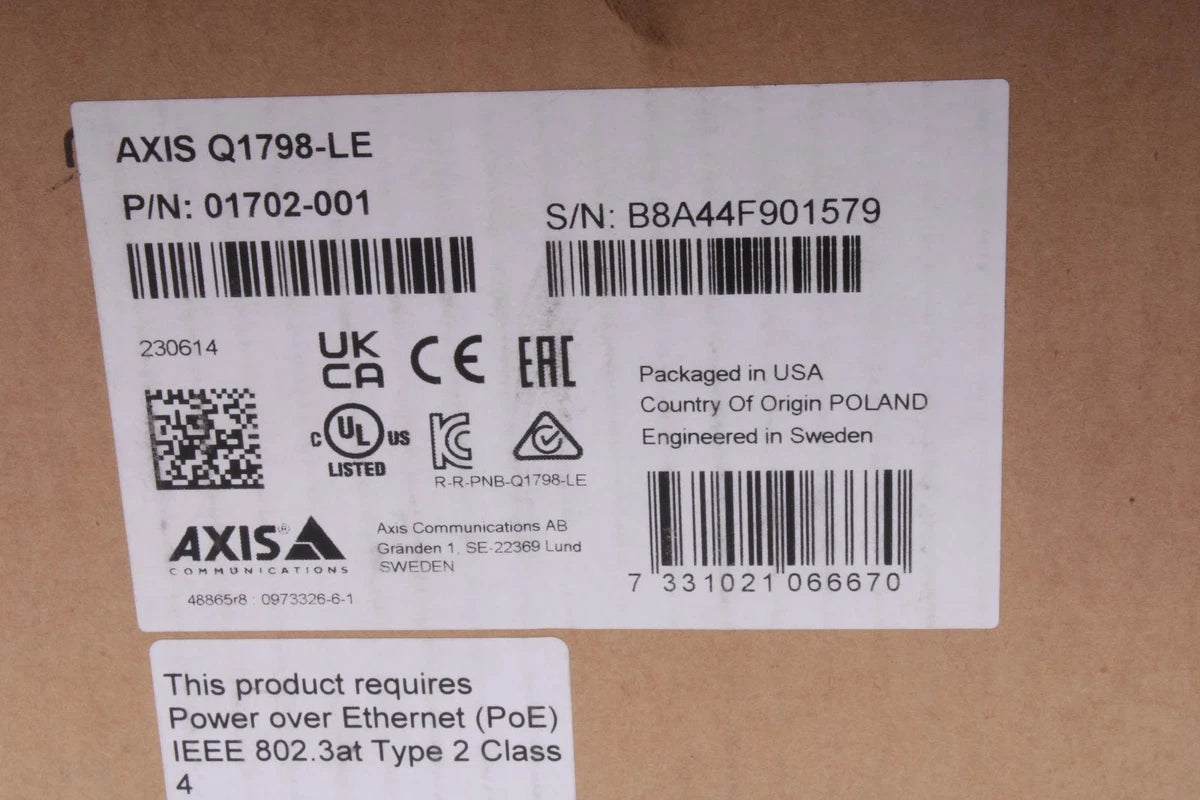 Axis Q1798-LE Network Camera 01702-001 - New Sealed|157258929034
