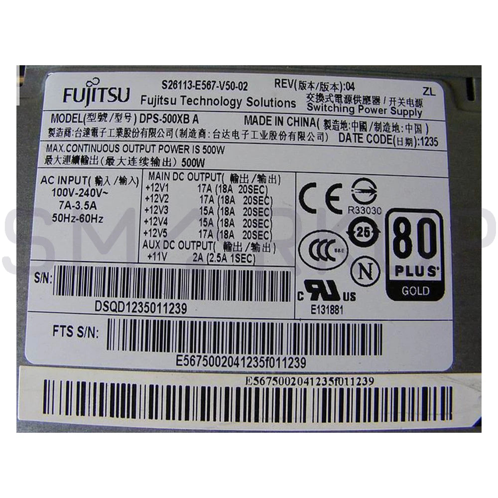 Used & Tested FUJITSU S26113-E567-V50-02 DPS-500XB A Server Power Supply|236471708365