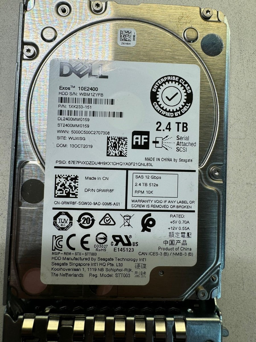 DELL RWR8F ST2400MM0159 1XK233-151 2.4TB 10K RPM Cache 256MB 12 Gb/s SAS 2.5"|176468600473