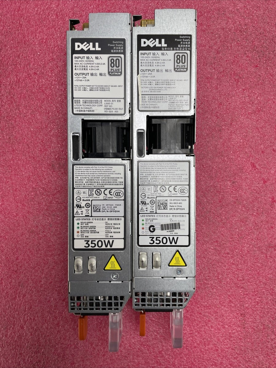 Dell P7GV4 80 Plus Platinum 350W Switching Power Supply Lot of 2|186736659642