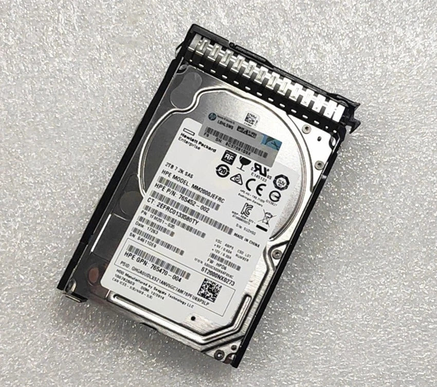 765466-B21 HP 2TB 12G SAS 7.2K RPM 2.5" 512E HDD 765873-001 765452-002