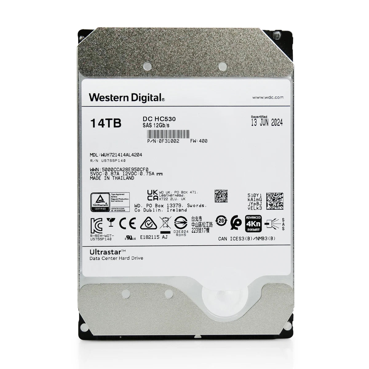 WD DC HC530 14TB 7.2K RPM SAS 12Gb/s 4Kn 3.5" HDD WUH721414AL4204 0F31002|306111493494