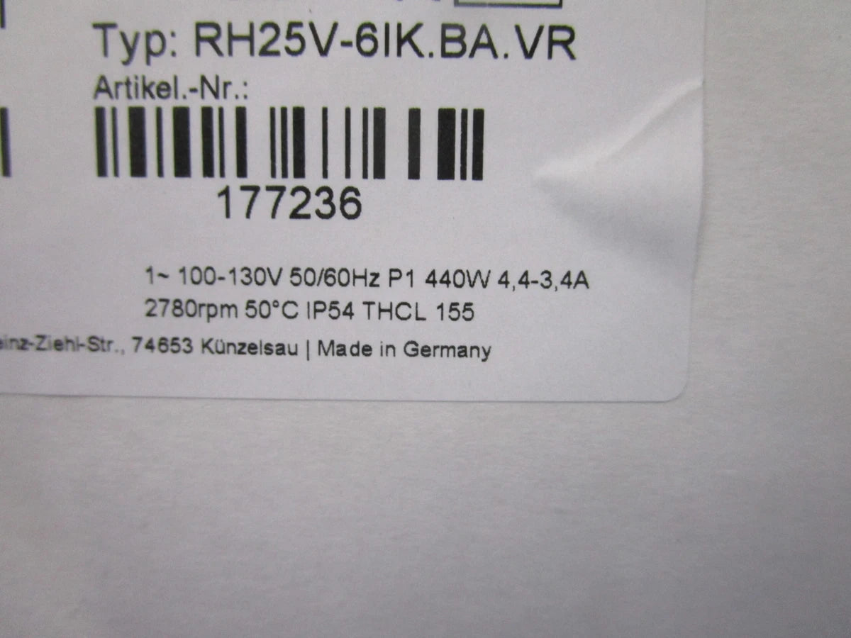 NIB ZIEHL-ABEGG ECBLUE CENTRIFUGAL FAN RH25V-6IK.BA.VR 177236 2780RPM 5A 1-100/1