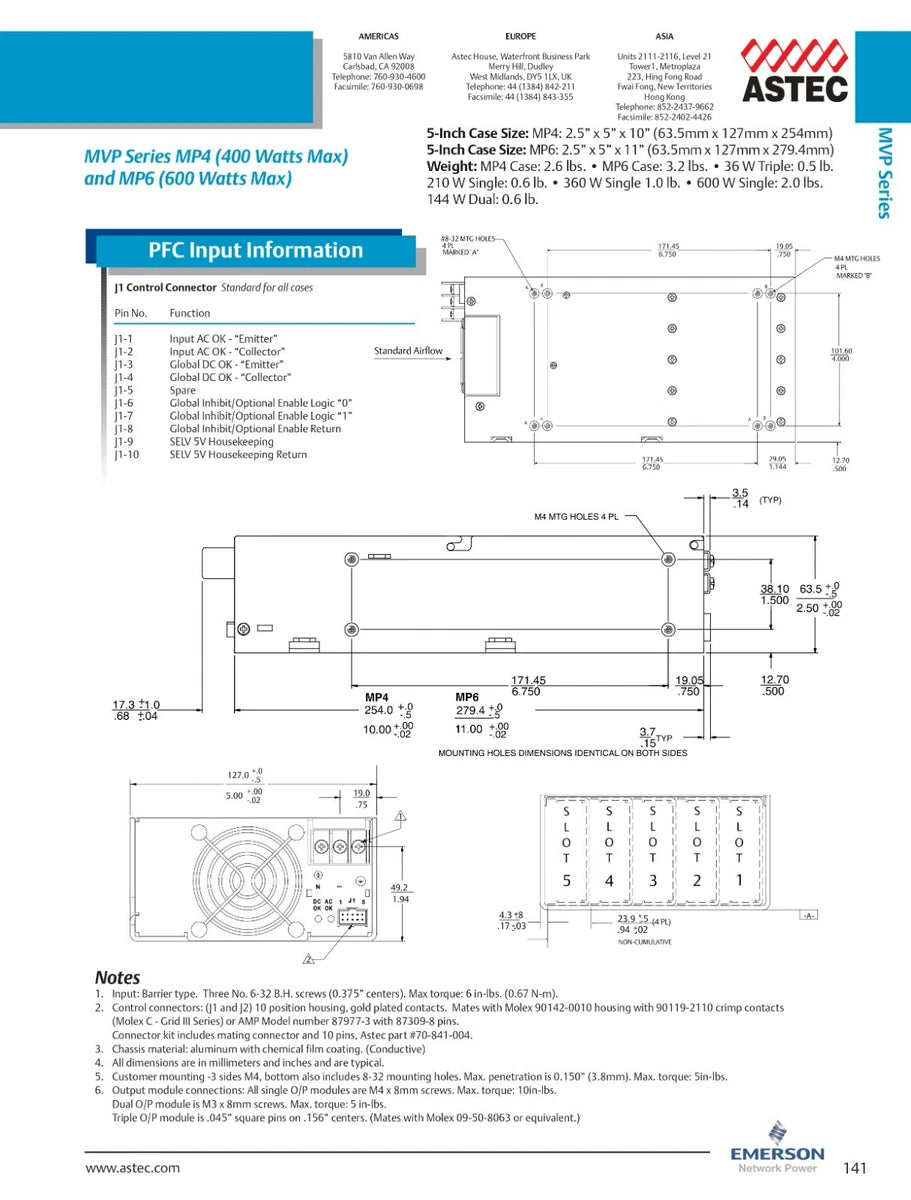 Astec Emerson MVP Series MP6-3L-0M Modular Switching Power Supply 600W 12V 50A