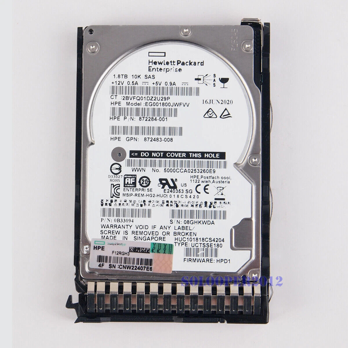 HP 1.8TB 872481-B21 872738-001 SAS 10K 12Gb/s 2.5" SC ENT 512E DS FIRMWARE HDD|187583873028