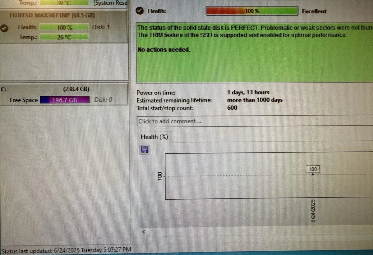 Fujitsu MAX3073NP 73GB 68 Pin 15K RPM Wide SCSI CA06560-B260 Low Power on Hours|156329970814