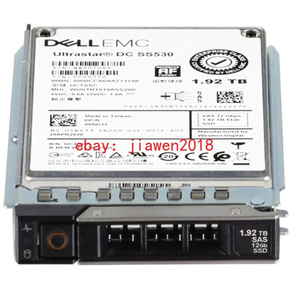 5ND33 05ND33 Dell EMC 1.92TB 2.5" SAS 12Gb/s Read-Intensive SSD 14/15/16G KIT