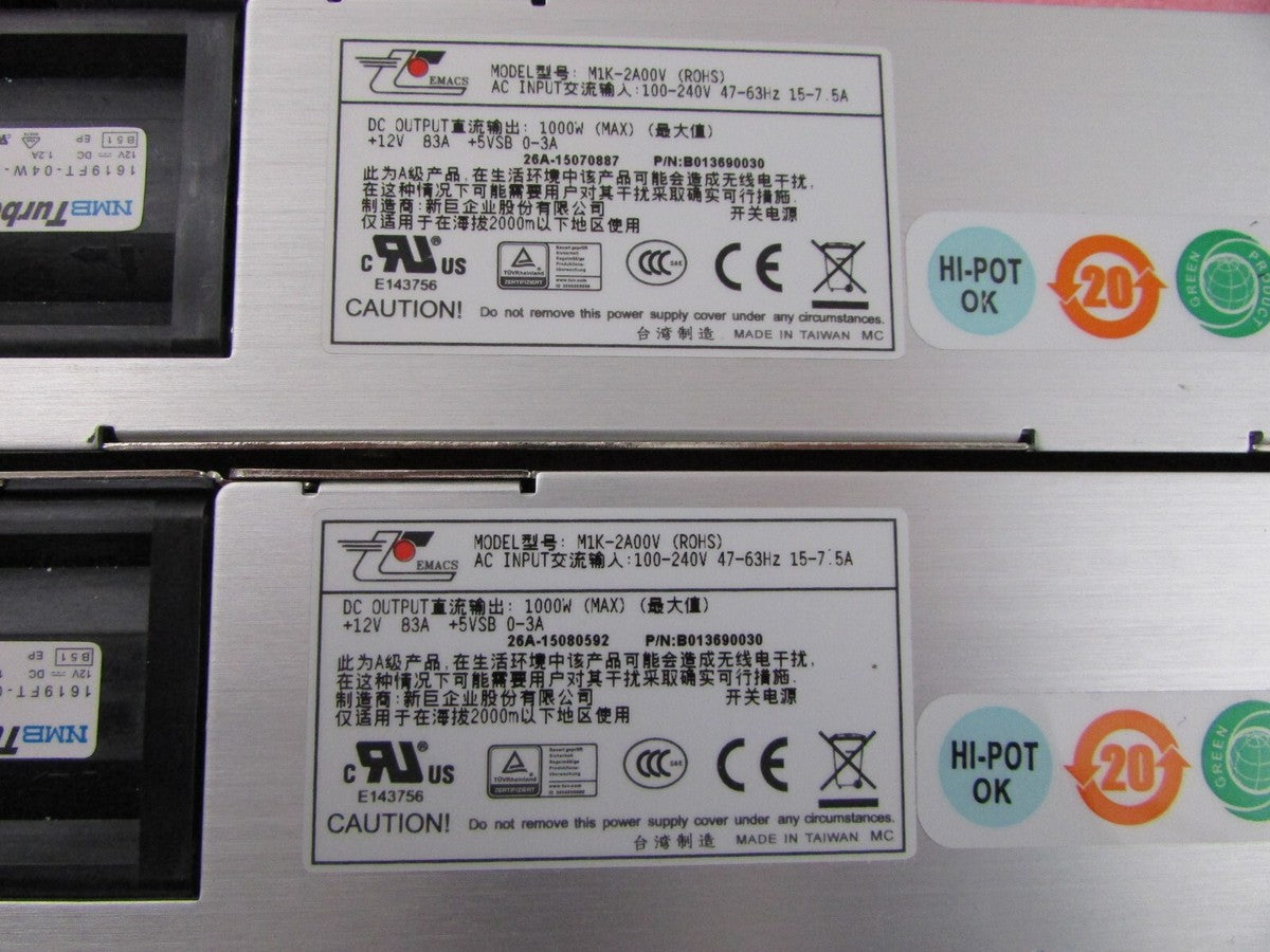 Zippy EMACS M1K2-5A01V4H 1U Redundant Form 1000W 2x M1K-2A00V Modules PWR System|235330995787