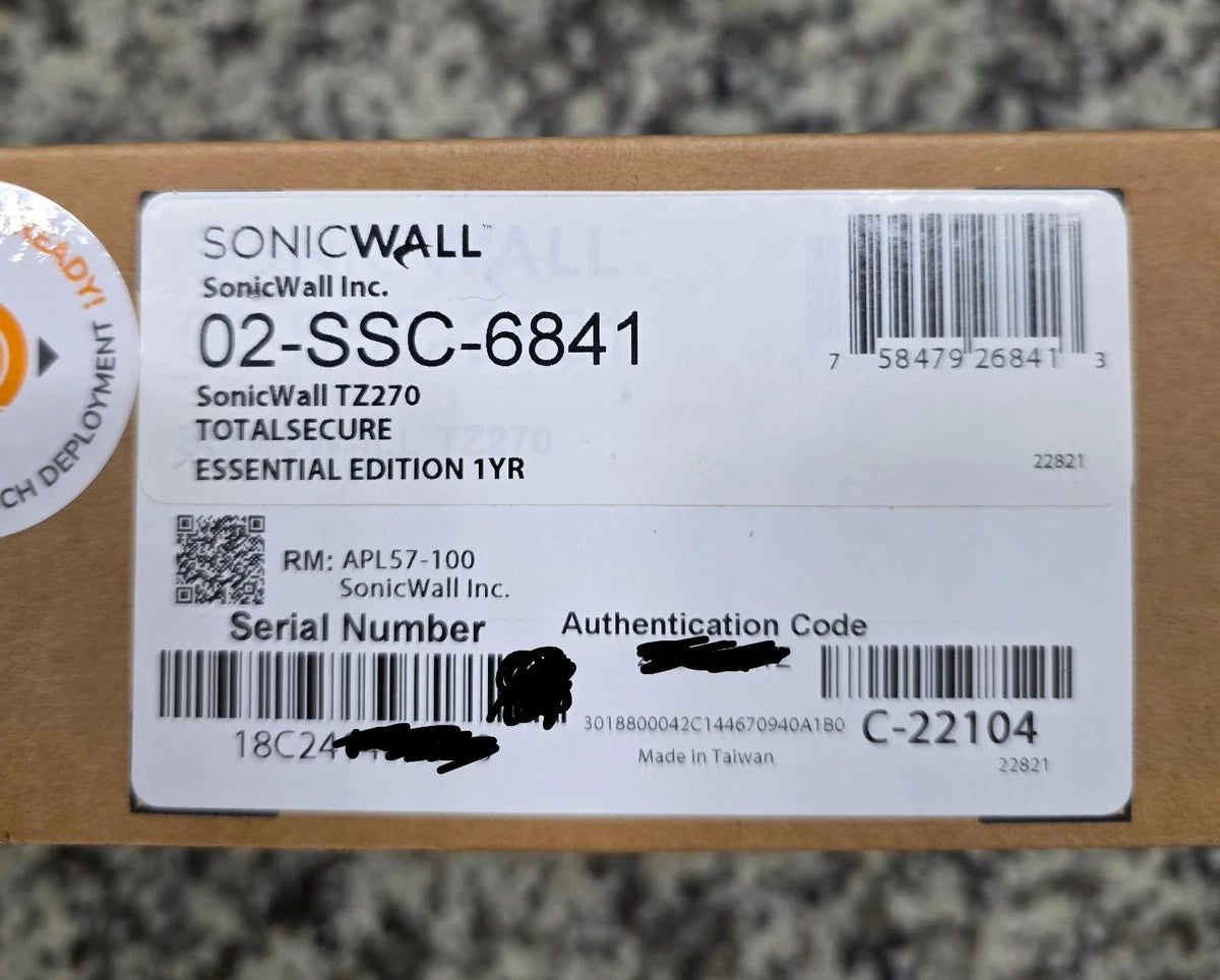 Sonicwall Firewall TZ270 Total Secure - 1YR Essential Edition (02-SSC-6841 -New