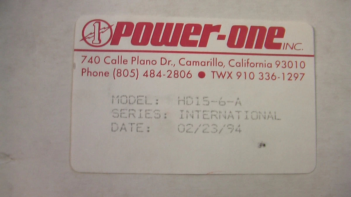 Power One HD15-6-A Linear Power Supply 6A 15VDC NOS in the box