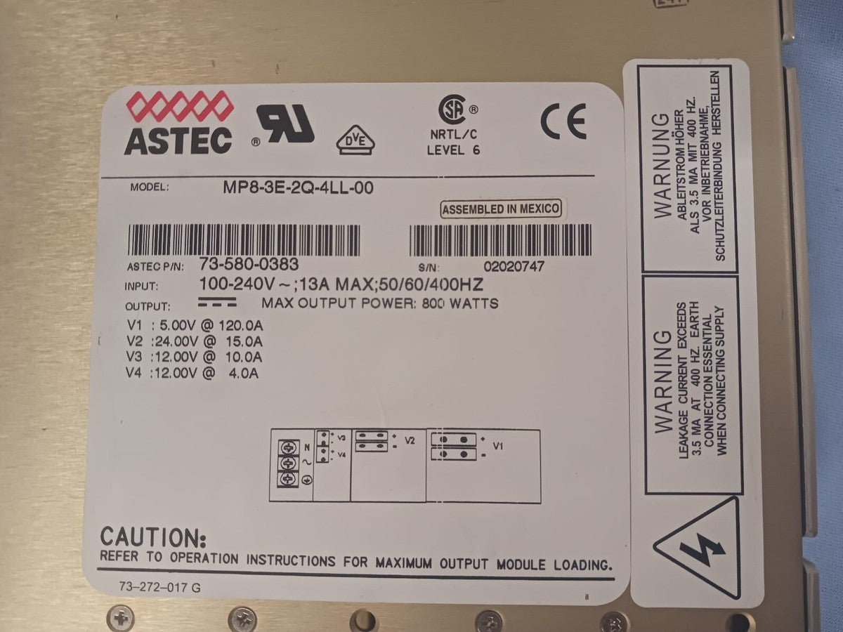 Astec MVP Series Power Supply - Model: MP8-3E-2Q-4LL-00, Part No: 73-580-0383