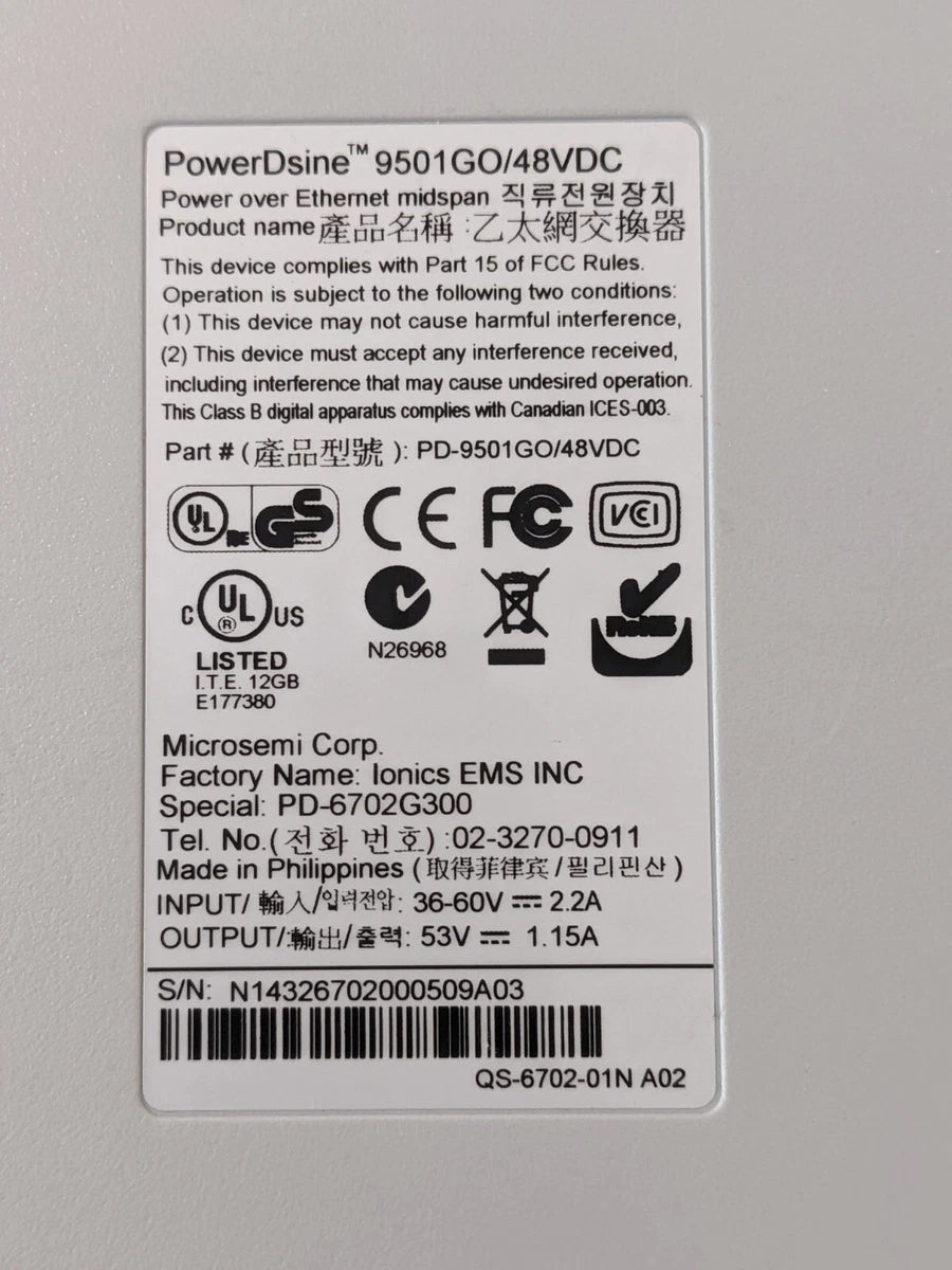 Microsemi Powerdsine PD-9501GO/12-24VDC
