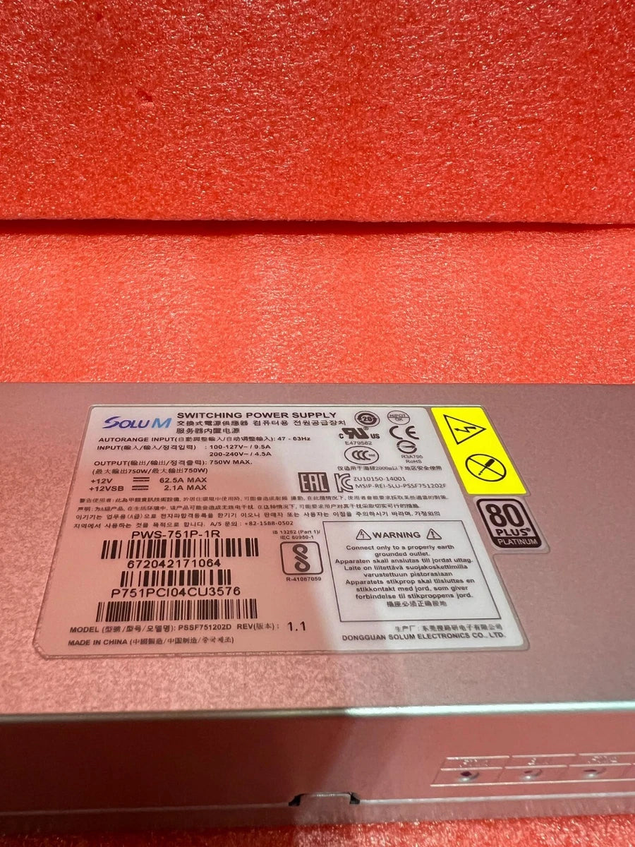 Supermicro PWS-751P-1R 750W 1U 80 Plus Platinum Redundant Power Supply|405470512120