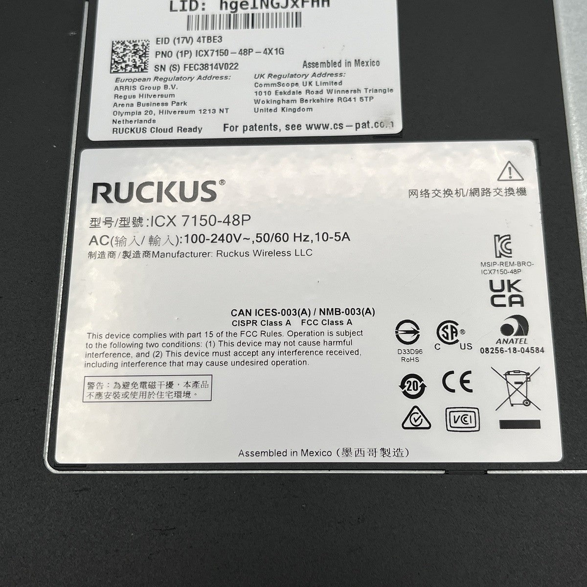 NEW!! Ruckus ICX 7150-48P Switch 48 Port Rack Mountable PoE+ - ICX7150-48P-4X1G
