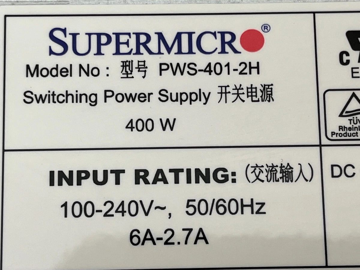 Supermicro PWS-401-2H / 24-Pin 8-Pin 80 Plus 400WATT 2U Tested|277201281531