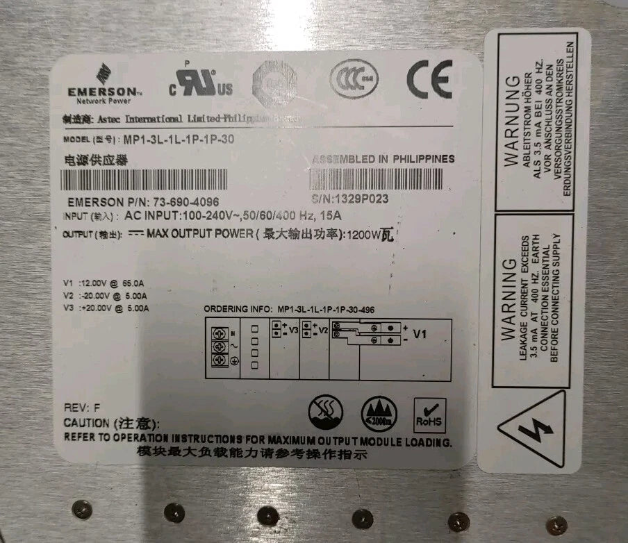 2x Emerson MVP SERIES MP1-3L-1L-1P-1P-30 ASTEC PSE2-230-H-072 P/N 73-690-4096|156517947727
