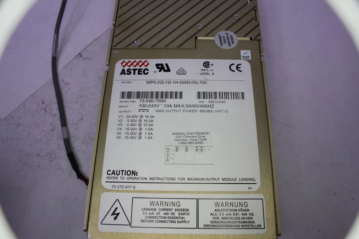 Astec MVP Series MP6-2Q-1G-1H-NNN-0N-700 Modular Switching Power Supply 6 Output