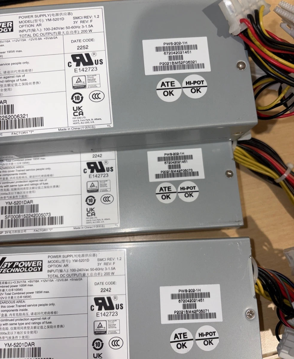 (LOT of 3) 3Y Power Technology 200W Supermicro PWS-202-1H Server Power Supply|358148852403