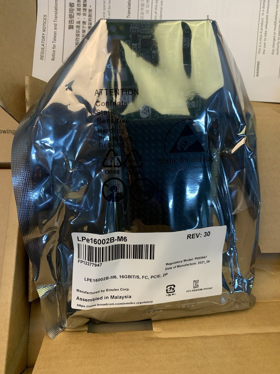 Lot of 12 New Emulex LPE16002B-M6 Lightpulse 16GB FibreChannel PCI-E,3.0 2PT