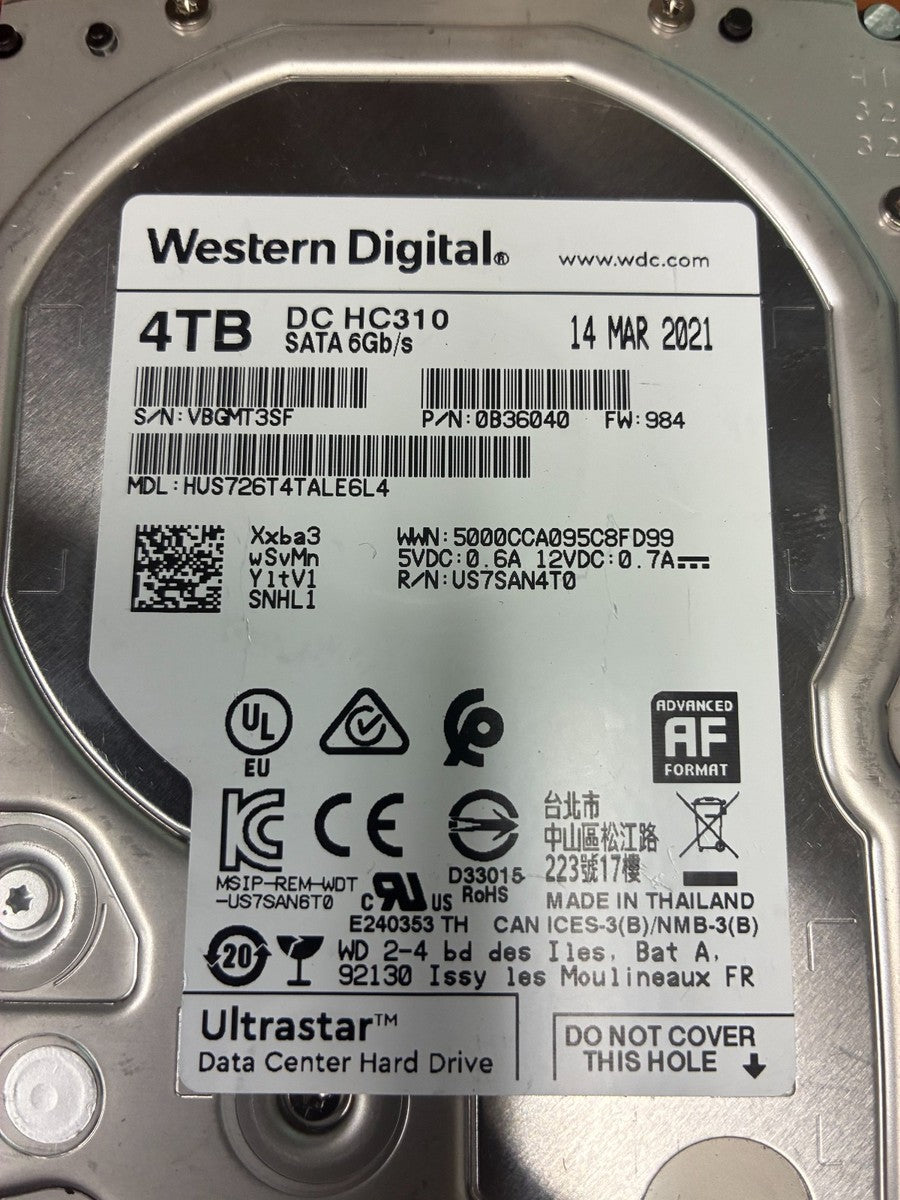 WD Ultrastar DC HC310 4TB 7.2K RPM SATA 6Gb/s 3.5" (Lot of 2)|236507705828