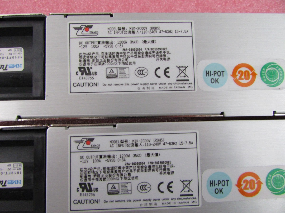 Zippy EMACS M1K2-5C01V4H 1U 1200w Redundant Server Power Supply w/2 Pwr Modules|334857025717