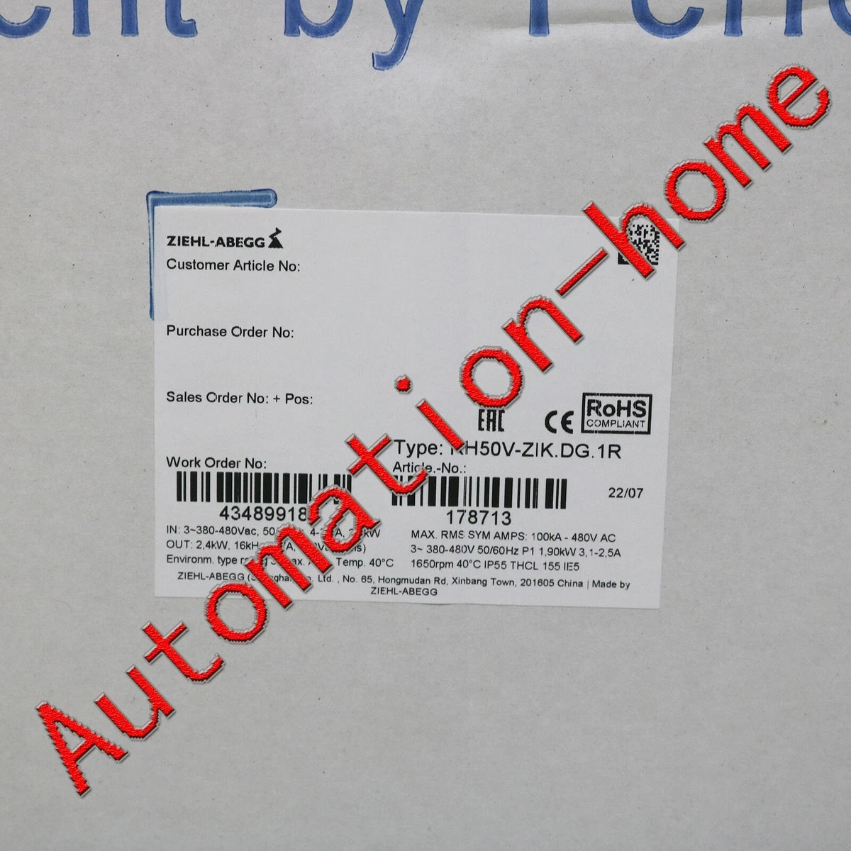 1 Pc. NEW, RH50V-ZIK.DG.1R centrifugal fan FAST SHIP#XR