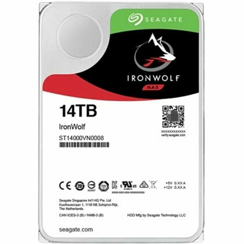 ST14000VN0008 Seagate IronWolf 14TB NAS Hard Drive 7200 RPM 256MB Cache SATA III