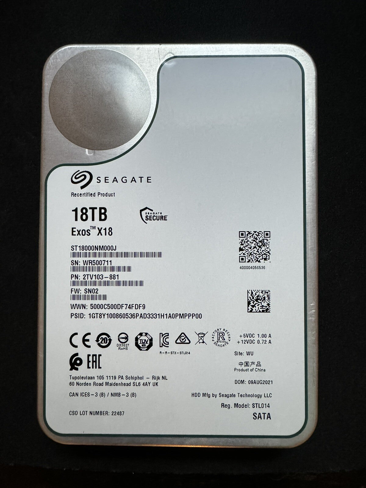 ST18000NM000J Seagate 18TB Exos X18 6Gbs 256MB 35 G3D