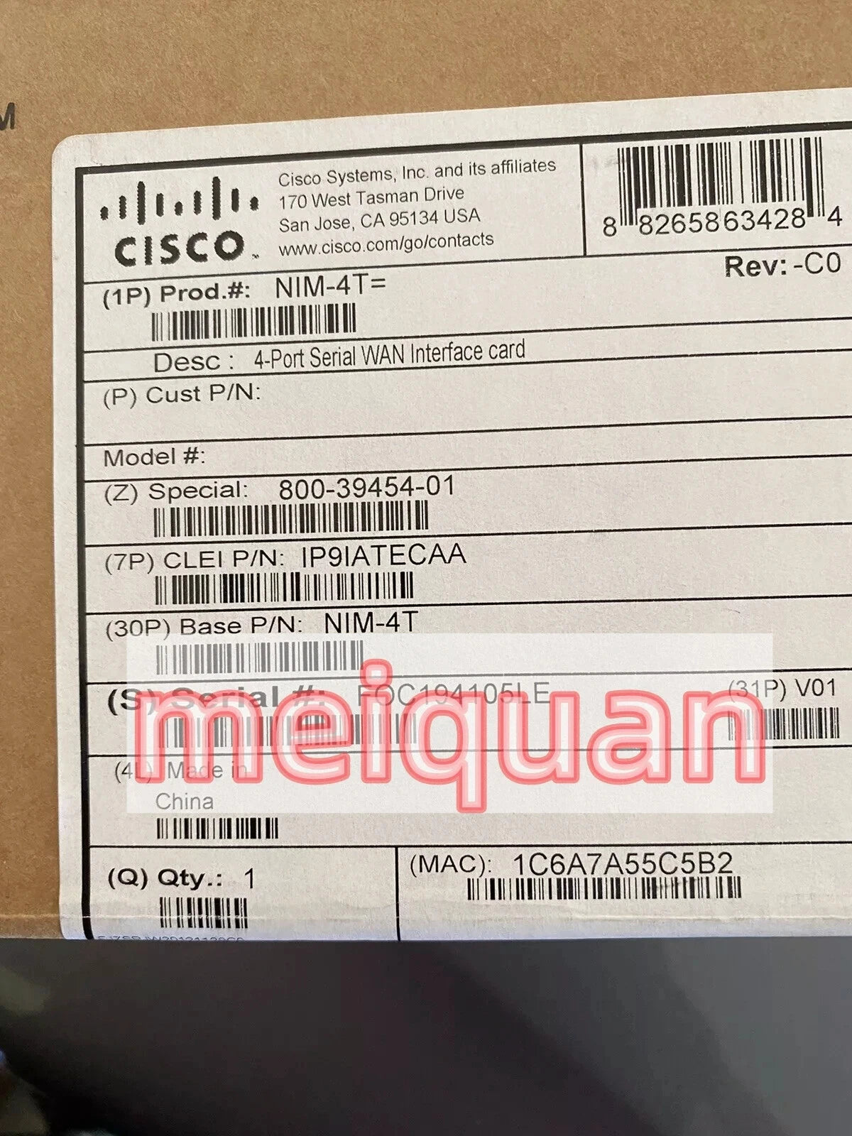 NEW Cisco NIM-4T 4-Port Serial WAN Network Interface Card 1-year warranty
