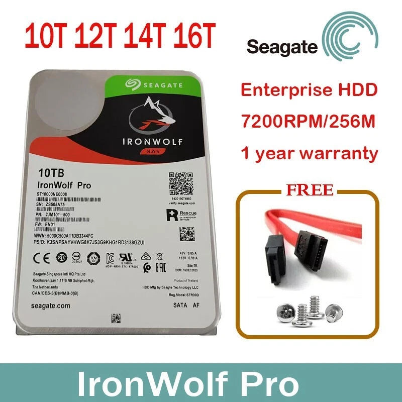Seagate IronWolf Pro 10TB/12TB/14TB/16TB 7200RPM 256MB 6Gb/s 3.5" SATA3 HDD