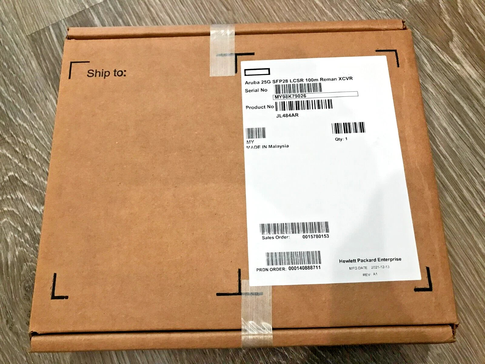 HPE Aruba JL484AR JL484A 25G SFP28 LCSR 25GBASE-SR 100m MMF XCVR Transceiver