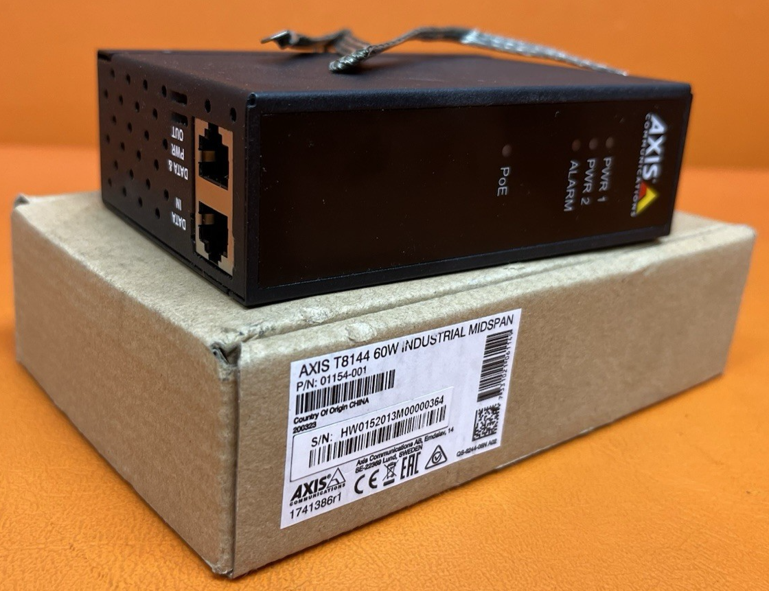 New Open Box Axis T8144 60W Industrial Midspan PoE Injector 20-60VDC 01154-001|306615625066