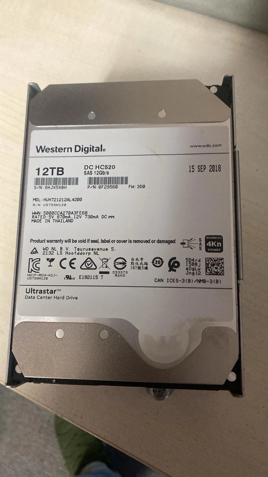 WD Ultrastar DC HC520 12TB SAS 12Gb/s 3.5'' ENTERPRISE HD DELL HP SERVERS R740|167834802052