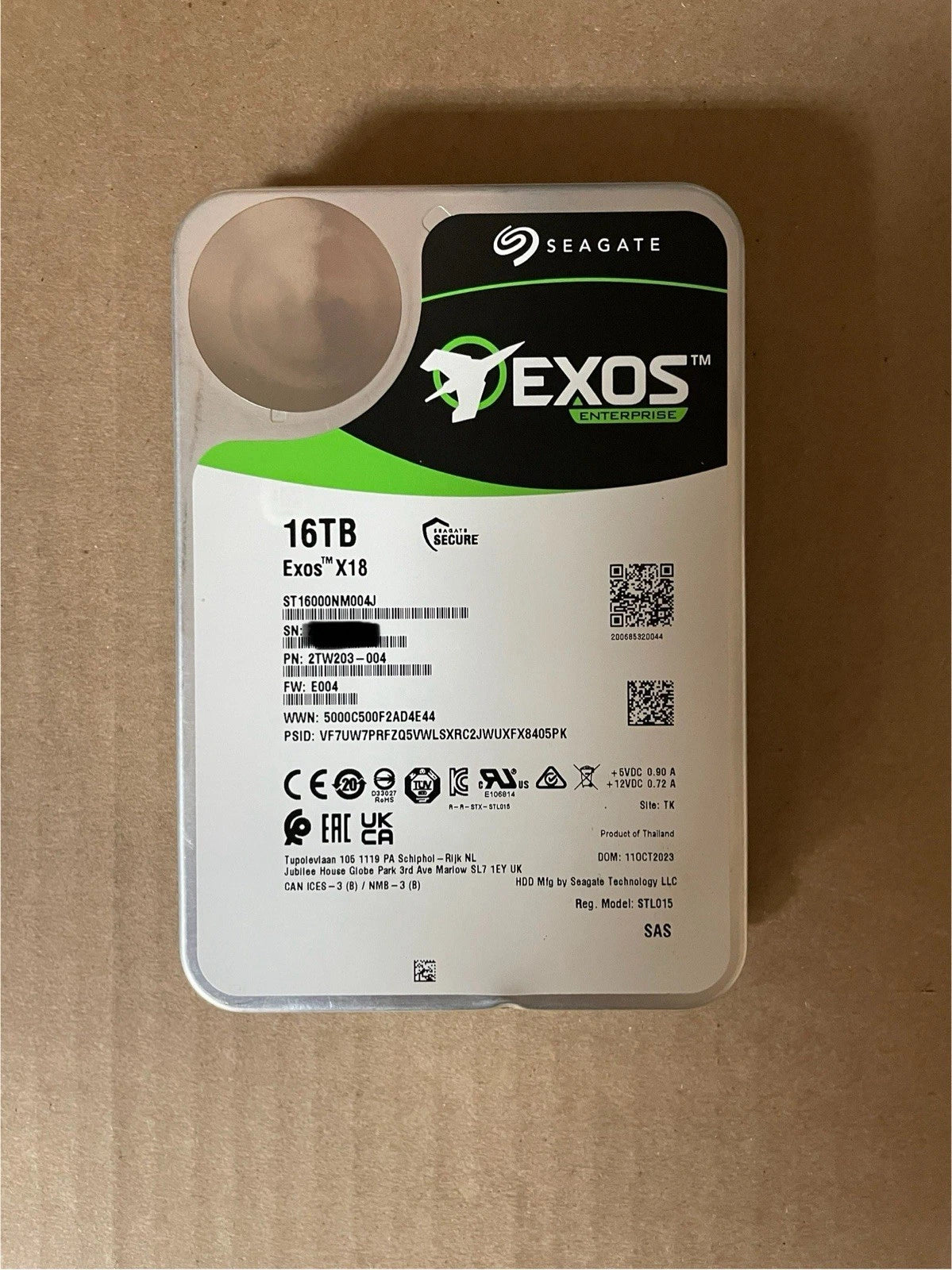 Seagate/Lenovo X18 16TB 7.2k RPM SAS 3.5in ST16000NM004J -Parts Only-Not Working