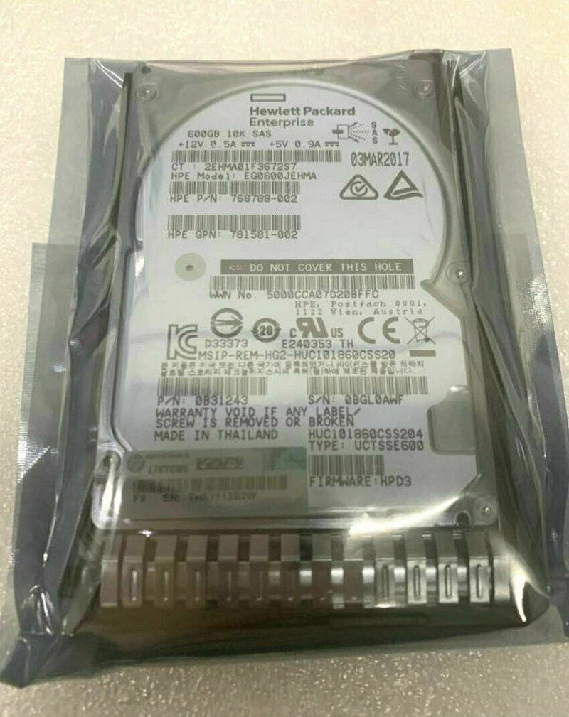 781516-B21 600GB 12G SAS 10K SFF 2.5" SC HDD 781577-001|226829827132