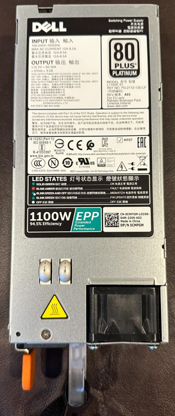 0CMPGM DELL 1100W POWER SUPPLY POWEREDGE C4130 R730 R630 T 630 R530 R430 T430|285643059705