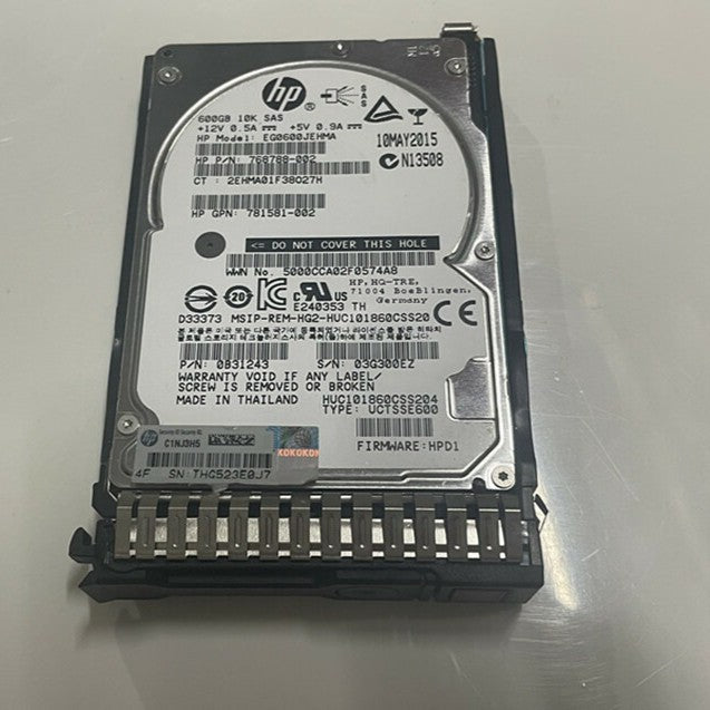 HP 600GB 12G SAS 10K SFF 2.5 SC HDD 781516-B21 781577-001|205786443425