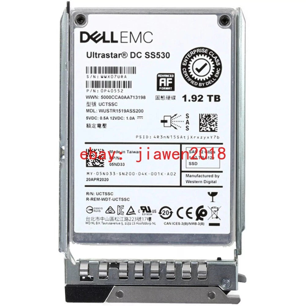 5ND33 05ND33 Dell EMC 1.92TB 2.5" SAS 12Gb/s Read-Intensive SSD 14/15/16G KIT