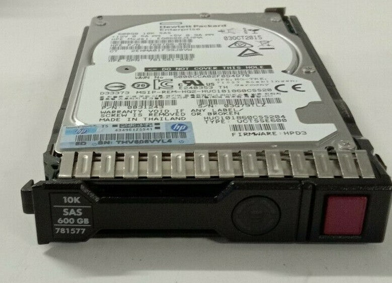 HPE 600GB 12G 10K SAS 2.5" 781577-001 Hard Drive EG0600JEHMA + G8 G9 Caddy|124675956157