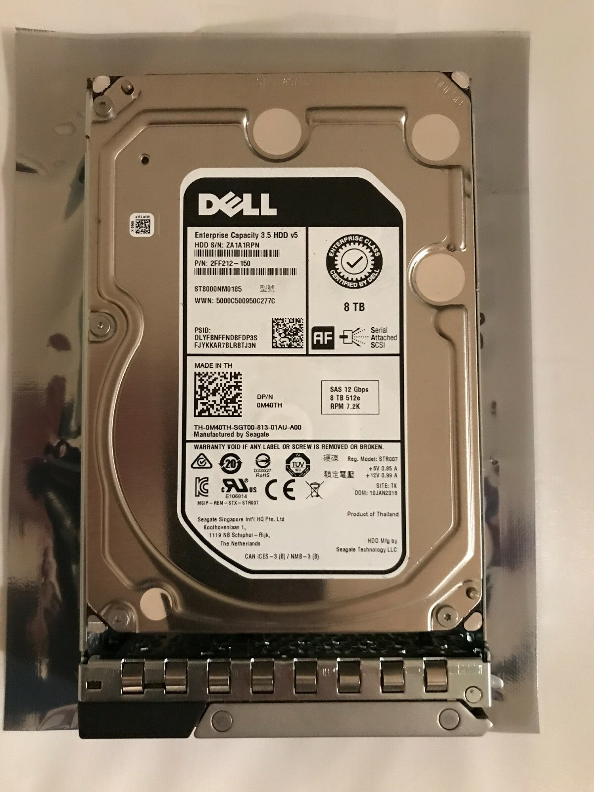 M40TH DELL SEAGATE ST8000NM0185 8TB 7.2K SAS 3.5" 12Gb/s R540 R440 T350 0M40TH|275096678170