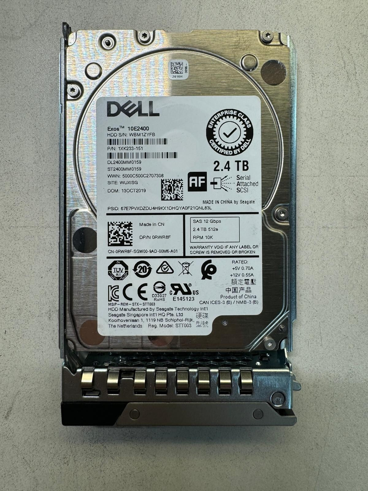 DELL RWR8F ST2400MM0159 1XK233-151 2.4TB 10K RPM Cache 256MB 12 Gb/s SAS 2.5"|176468600473