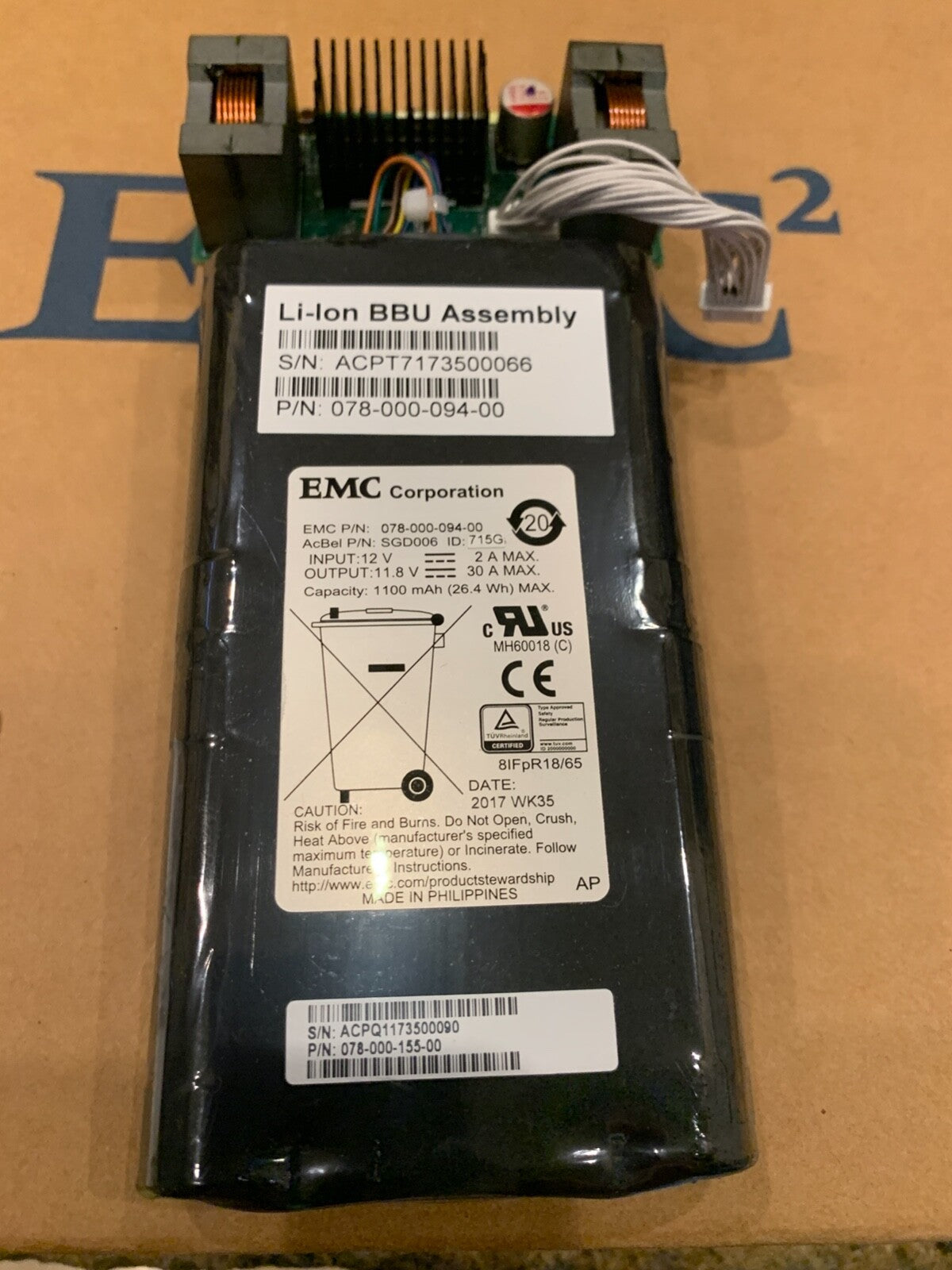078-000-155-00 EMC Unity 300 350 400 450 500 550 600 BBU Battery 078-000-094-00