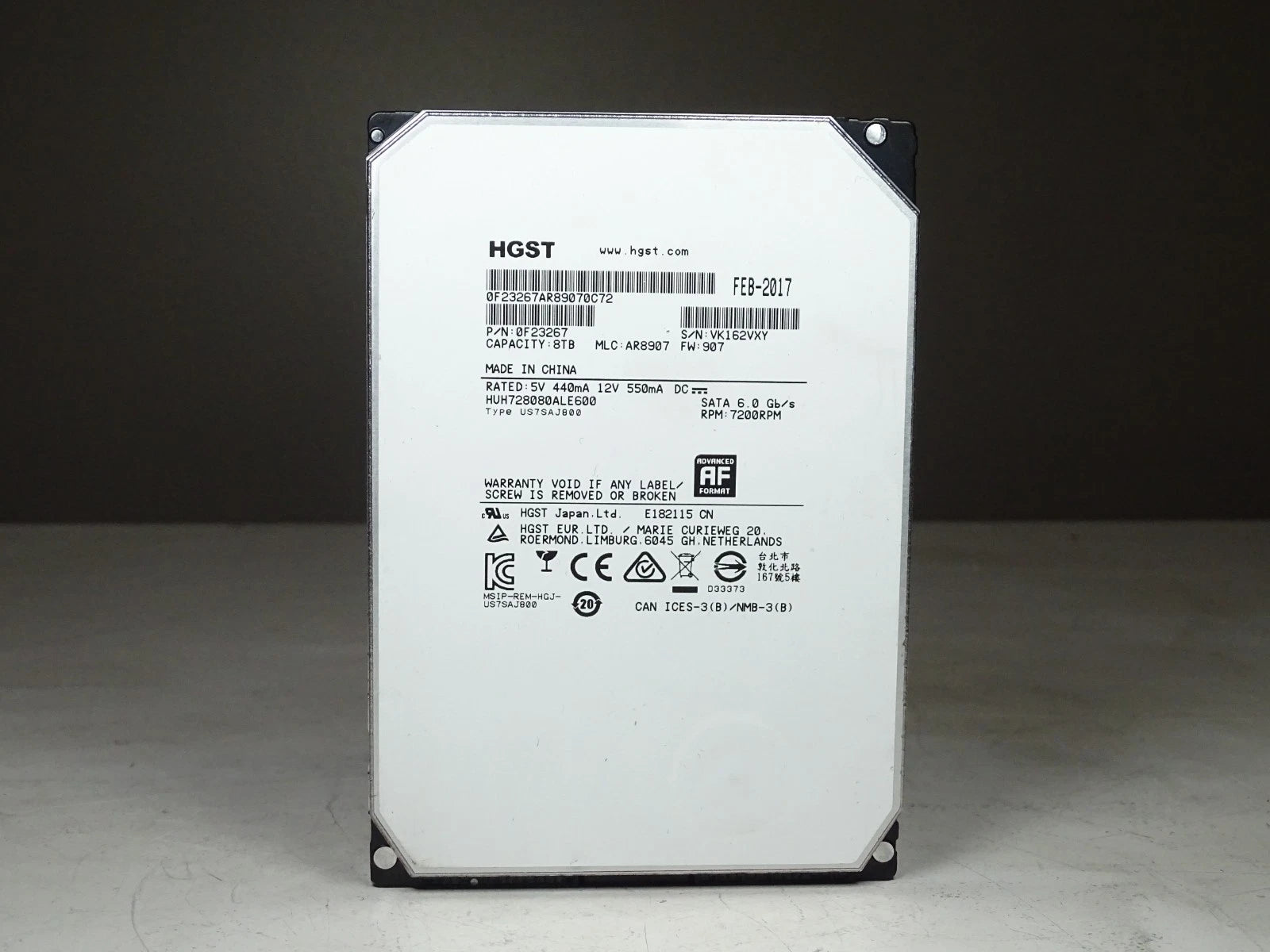 HGST 0F23267 8TB 7.2K SATA 3.5" HDD – Enterprise Server Hard Drive-100% HEALTH