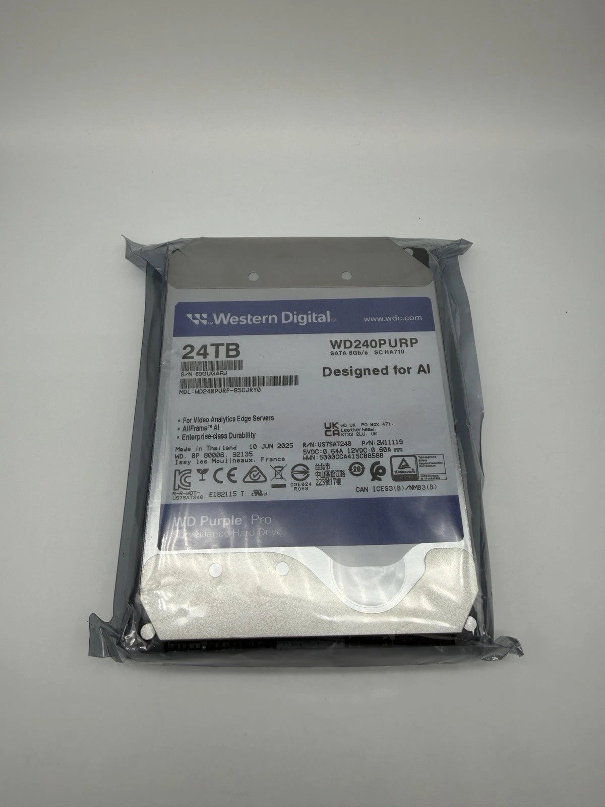 WD 24TB Purple Pro Surveillance SATA HDD Internal Hard Drive HDD - WD240PURP