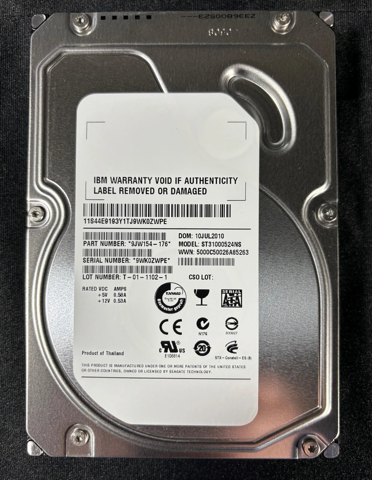 IBM 9JW154-176 1TB - 7.2K - 3Gbps - 3.5" SATA Disk Drive|364744550338